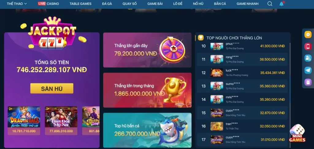 Game Nổ Hũ Jackpot Lớn